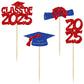 Ephlyn Graduation Cupcake Toppers, 36 Pcs, Glitter, Class of 2025, Red Blue, Cake Decorations for Graduation Theme Party