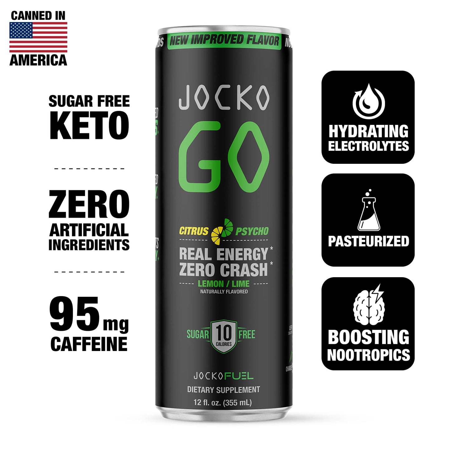 Jocko GO Energy Drink - Keto, Vitamin B12, Vitamin B6, Electrolytes, L Theanine, Magnesium- Energy Boost, Sugar Free Nootropic M