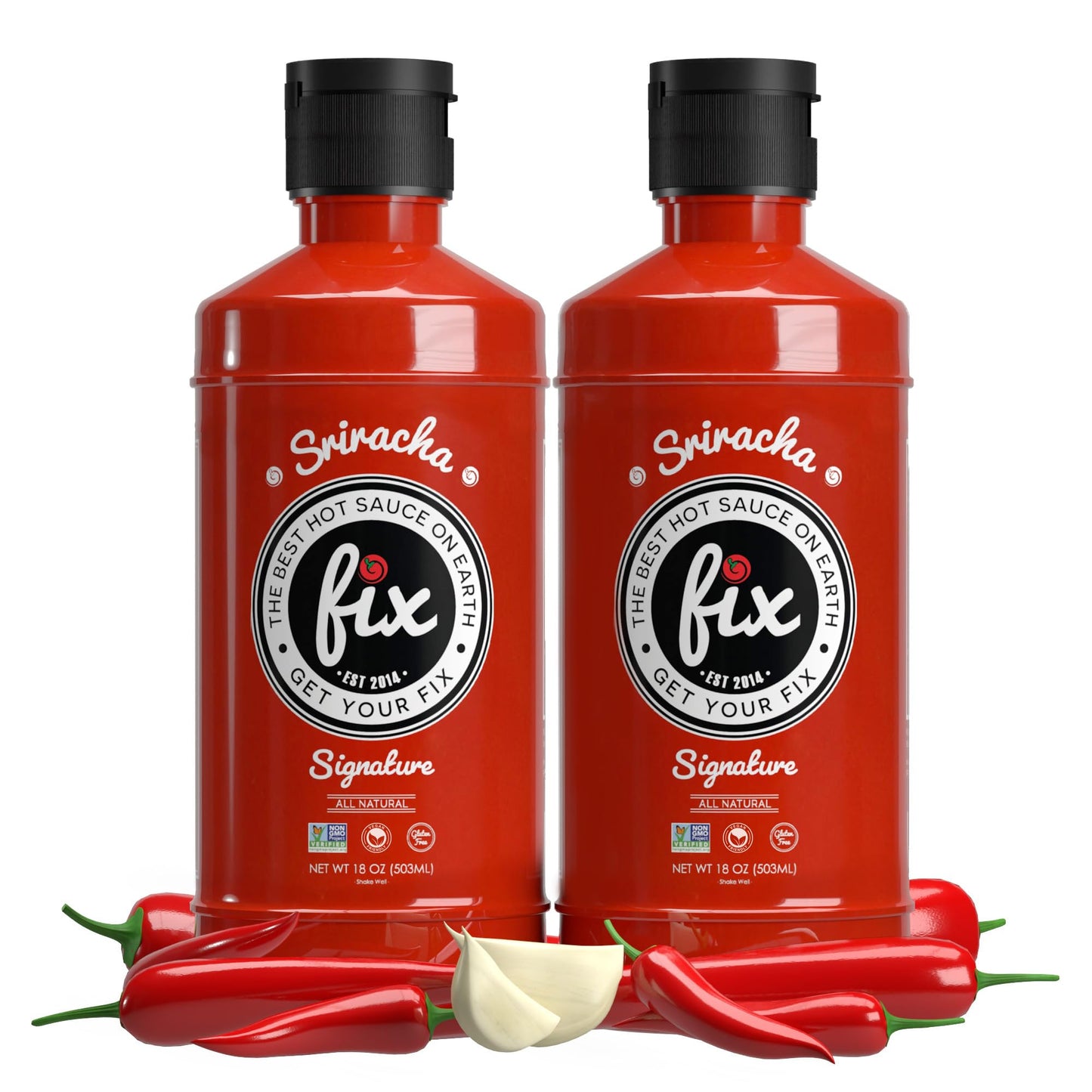 Fix Hot Sauce, Sriracha Sauce - Sriracha Chili Sauce, Organic Red Chili Peppers, Spicy & Bold Flavor, Non-GMO, Gourmet, Sriracha