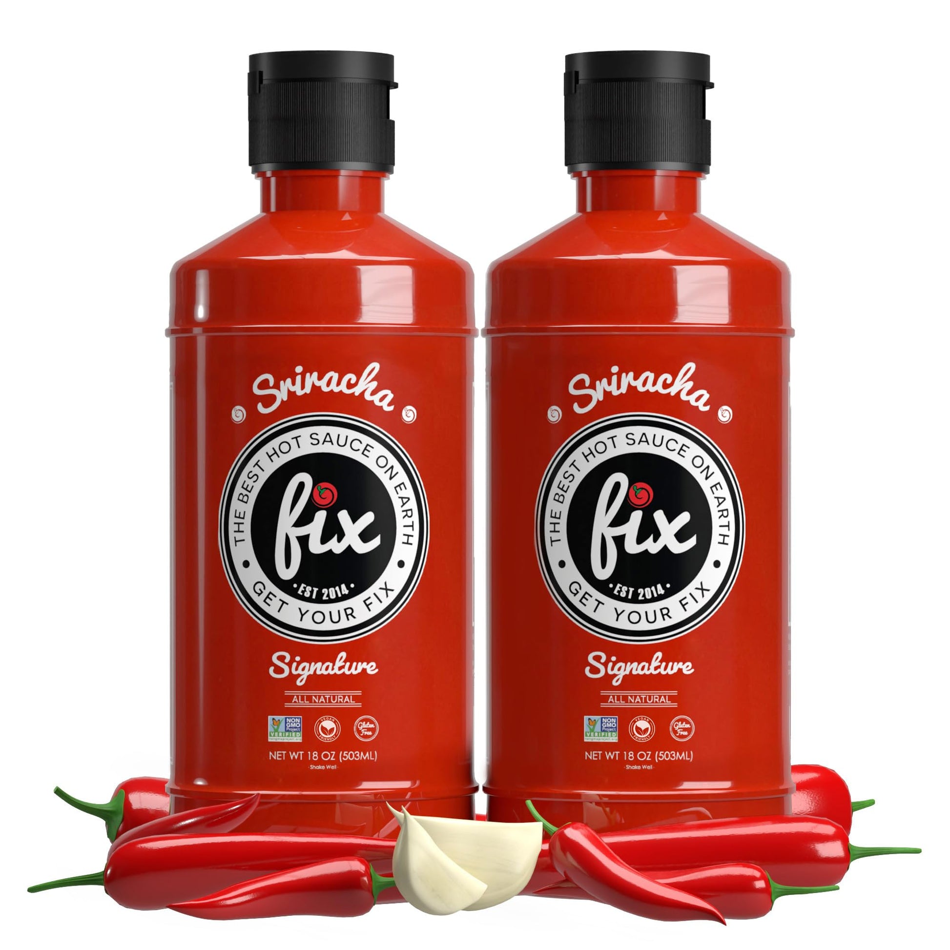 Fix Hot Sauce, Sriracha Sauce - Sriracha Chili Sauce, Organic Red Chili Peppers, Spicy & Bold Flavor, Non-GMO, Gourmet, Sriracha