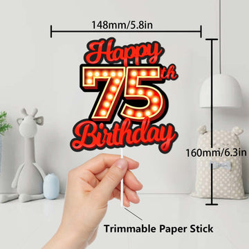 Happy 75Th Birthday Cake Topper Fluorescent Flashing Night Out Hen Movie Nightclub Theme Decor Supplies Woman Man Happy Birthday