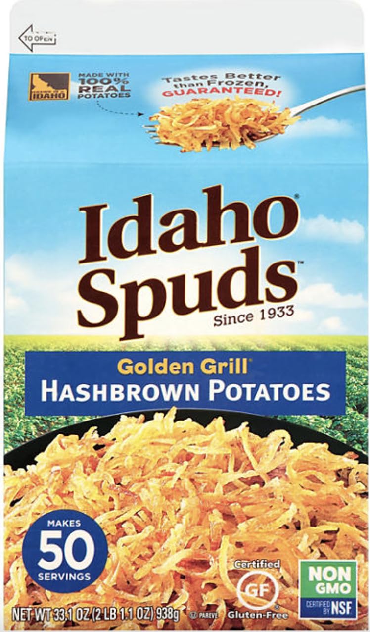 Idaho Golden Grill Hashbrown Potatoes, 33oz. Per Carton, Makes 50 Servings, Non-GMO, Gluten Free