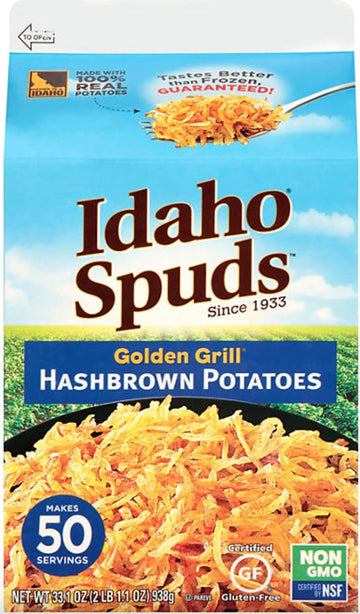 Idaho Golden Grill Hashbrown Potatoes, 33oz. Per Carton, Makes 50 Servings, Non-GMO, Gluten Free
