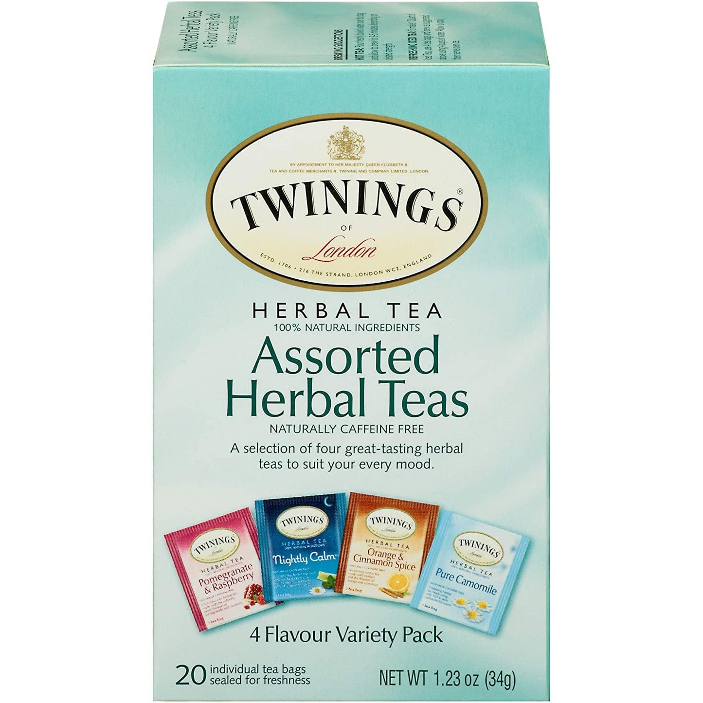 Twinings Herbal Tea Variety Pack, 20 Count (Pack Of 6), Formerly Assorted Herbal, Includes 5 Flavours, Naturally Caffeine-Free, Enjoy Hot Or Iced | Packaging May Vary