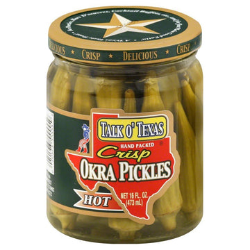 Talk O' Texas Hot Crisp Okra Pickles, 16 Ounce (Pack Of 6)