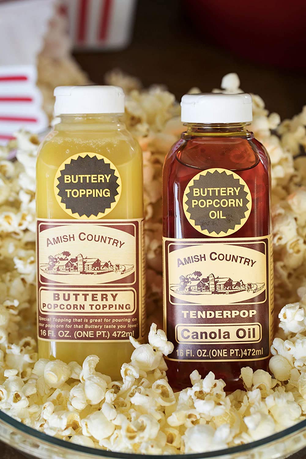 Amish Country Popcorn | Buttery Popcorn Toppings | 2 Pack - 1 Buttery Topping & 1 Canola Oil | Old Fashioned, Non-Gmo And Gluten Free