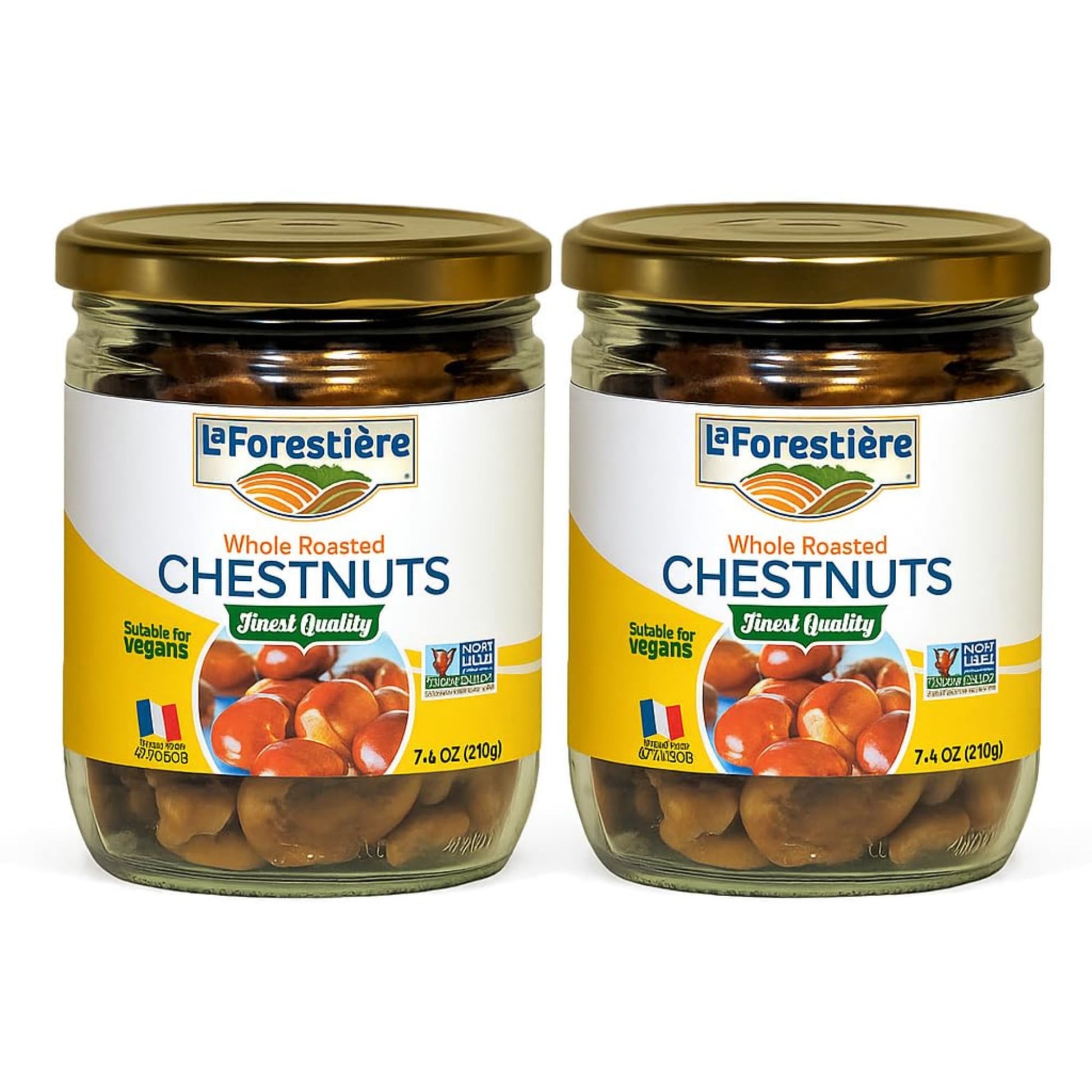 La Forestire Whole Roasted Chestnuts  Ready-To-Eat Snack  Vegan  Non-Gmo  Gluten-Free  Product Of France  7.4 Oz (Pack Of 2 (7.4 Oz))