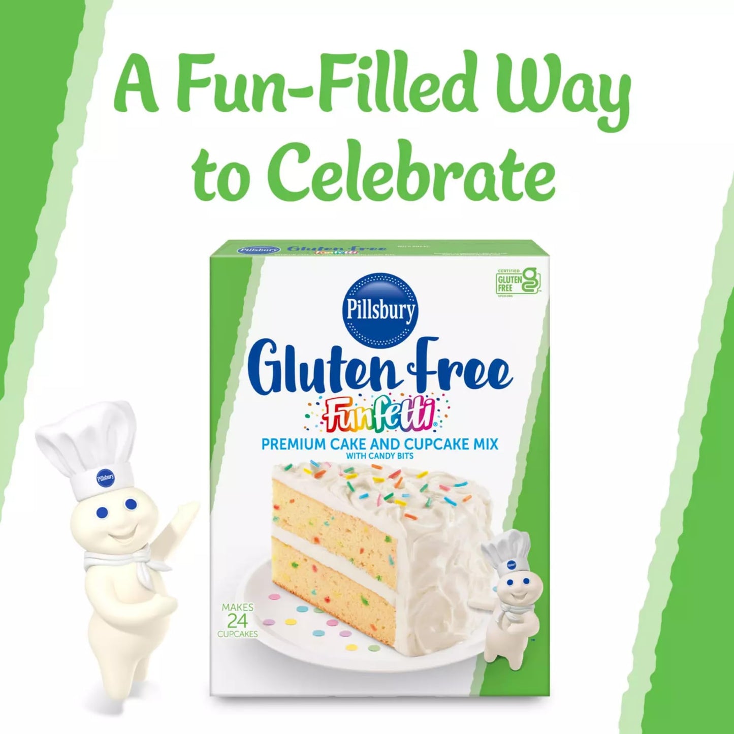 Pillsbury Gluten Free Funfetti Cake & Cupcake Mix, 17 oz (Pack of 3)