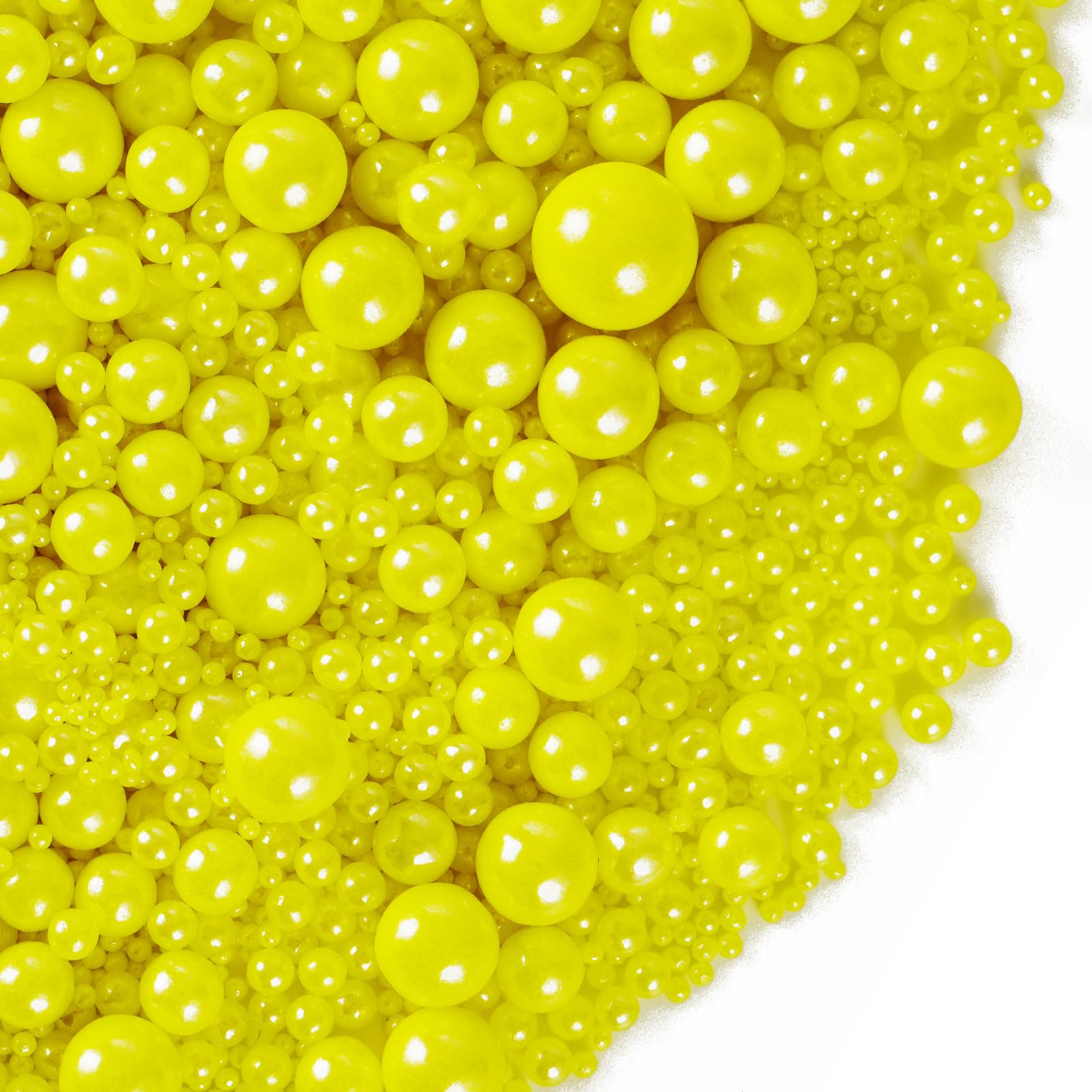 Kasvan Yellow Pearl Sugar Sprinkles - Edible Candy Pearls 130G/4.58 Oz, Mix Size, Baking Cake Decorations, Ice Cream Toppings An