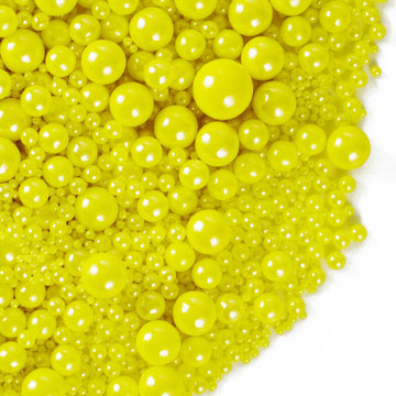 Kasvan Yellow Pearl Sugar Sprinkles - Edible Candy Pearls 130G/4.58 Oz, Mix Size, Baking Cake Decorations, Ice Cream Toppings An
