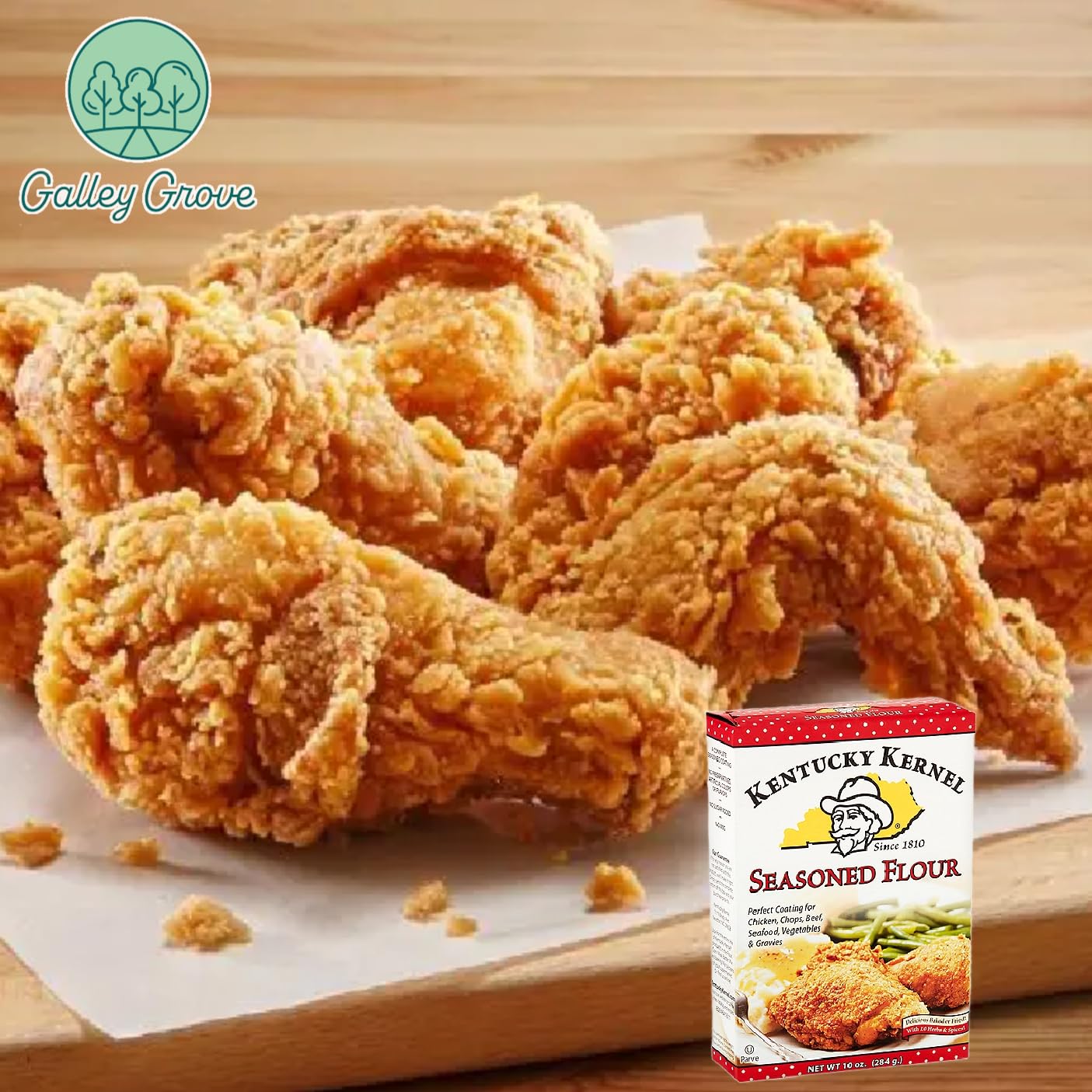 Kentucky Kernel Seasoned Flour Mix Coating Bulk 10 Oz (4-Pack), 40 Total Ounces, Chicken, Chops, Beef, Seafood, Vegetables, Frie