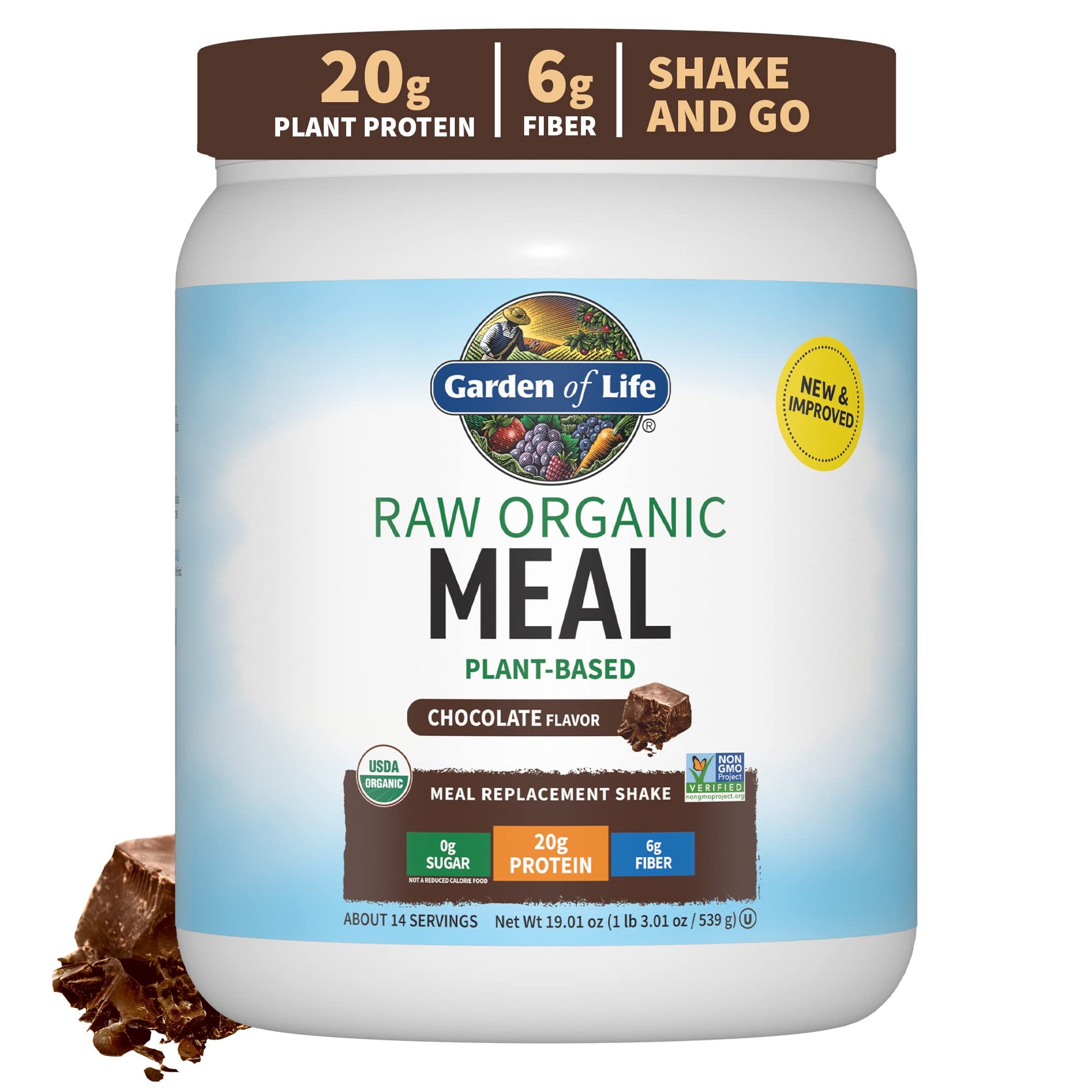 Garden of Life Vegan Protein Powder - Organic Meal Replacement Shake - 1.19 lb - Chocolate - Model 102109