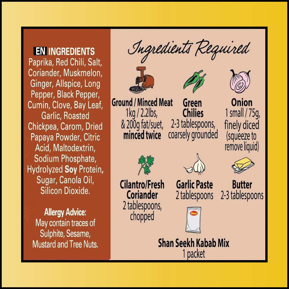 Shan Seekh Kabab Seasoning Mix - Vegetarian Spice Powder for BBQ - 1.76 oz (Pack of 3)