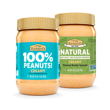 Crazy Richards 100% All-Natural Vegan Creamy Peanut Butter with No Added Sugar and Non-GMO Variety Pack (Original 100% Peanuts 