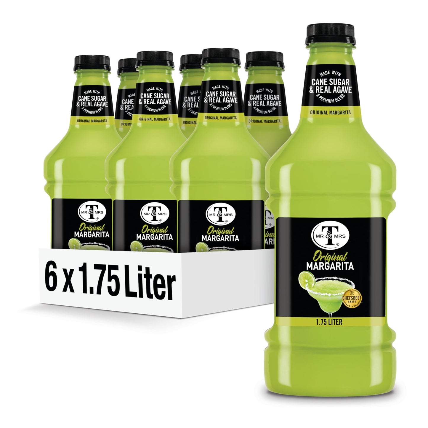 Mr & Mrs T Margarita Mix  1.75 L Bottle (Pack Of 6)  Tangy Lime Blend Flavored Mixed Flavor Mixer  Made With Cane Sugar  Perfect For Traditional Margarita And Mocktail Drinks