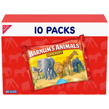 BARNUMS Original Animal Crackers, Kids Snacks, 10 Snack Packs