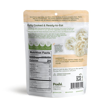 Poshi Marinated Cauliflower Florets | With Salt + Black Pepper | All Natural, Keto, Vegan, Paleo, Non Gmo, Low Carb + Calorie, G