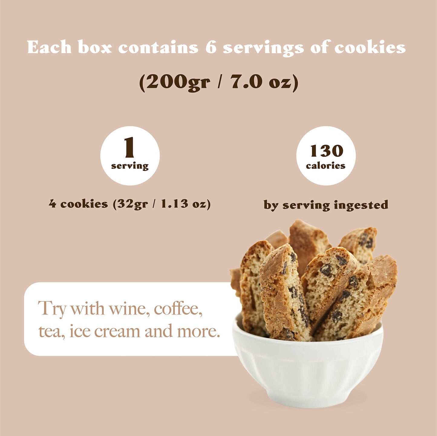 LOro Del Sud Chocolate Biscotti Cantuccini, Italian Cookies, 7 oz