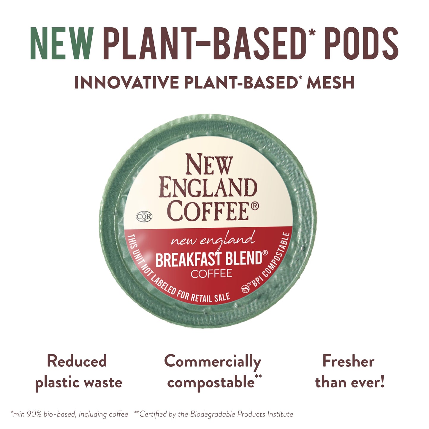New England Coffee Breakfast Blend Medium Roast Pods, 32 Count (Pack of 4)