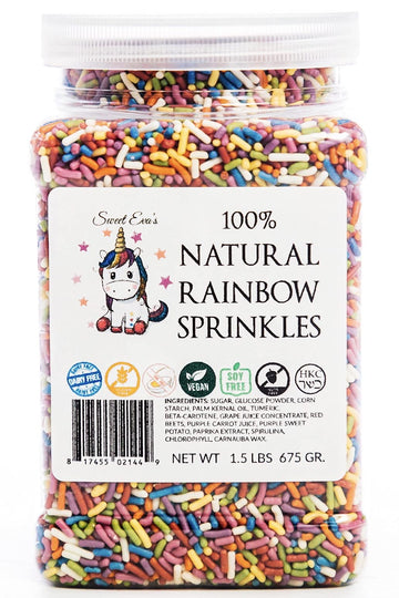 100% Natural Rainbow Sprinkles - Natural Color, Dairy Free, Nut Free, Gluten Free, Soy Free, Vegan, Egg Free And Kosher ,1.5 Lbs