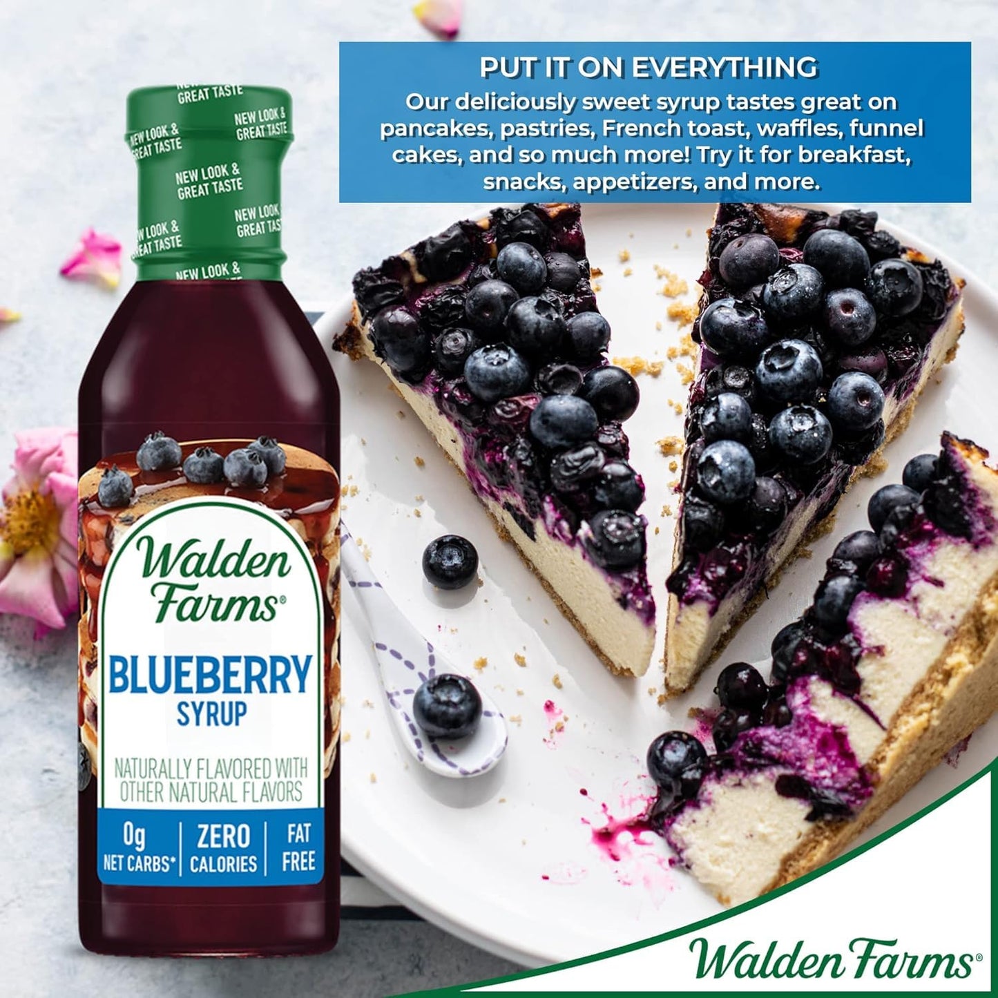 Walden Farms Blueberry Syrup - Perfect for Pancakes, Waffles, Desserts - Zero Calorie, Sugar-Free, Low Carb, Keto-Friendly, Glut