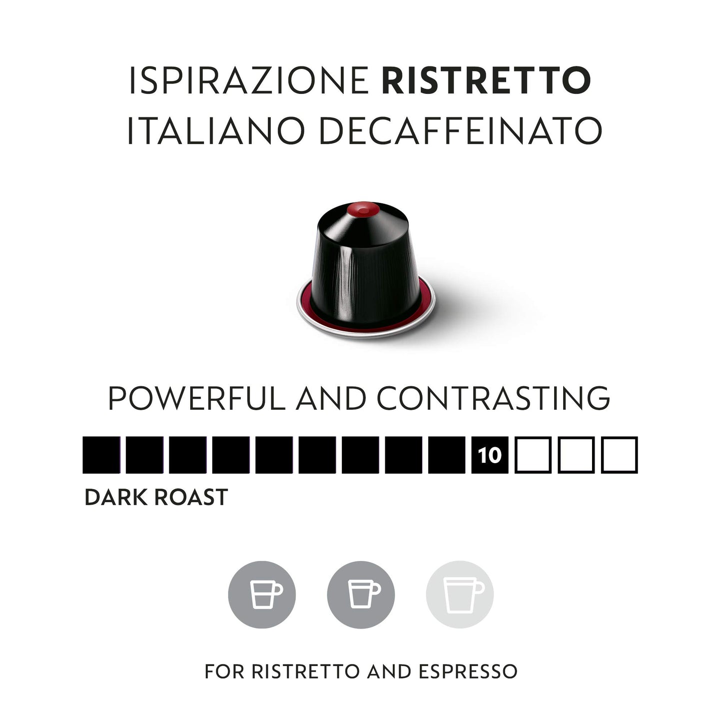 Nespresso Ristretto Decaffeinato Coffee Pods, Dark Roast, 50 Count, Model 145