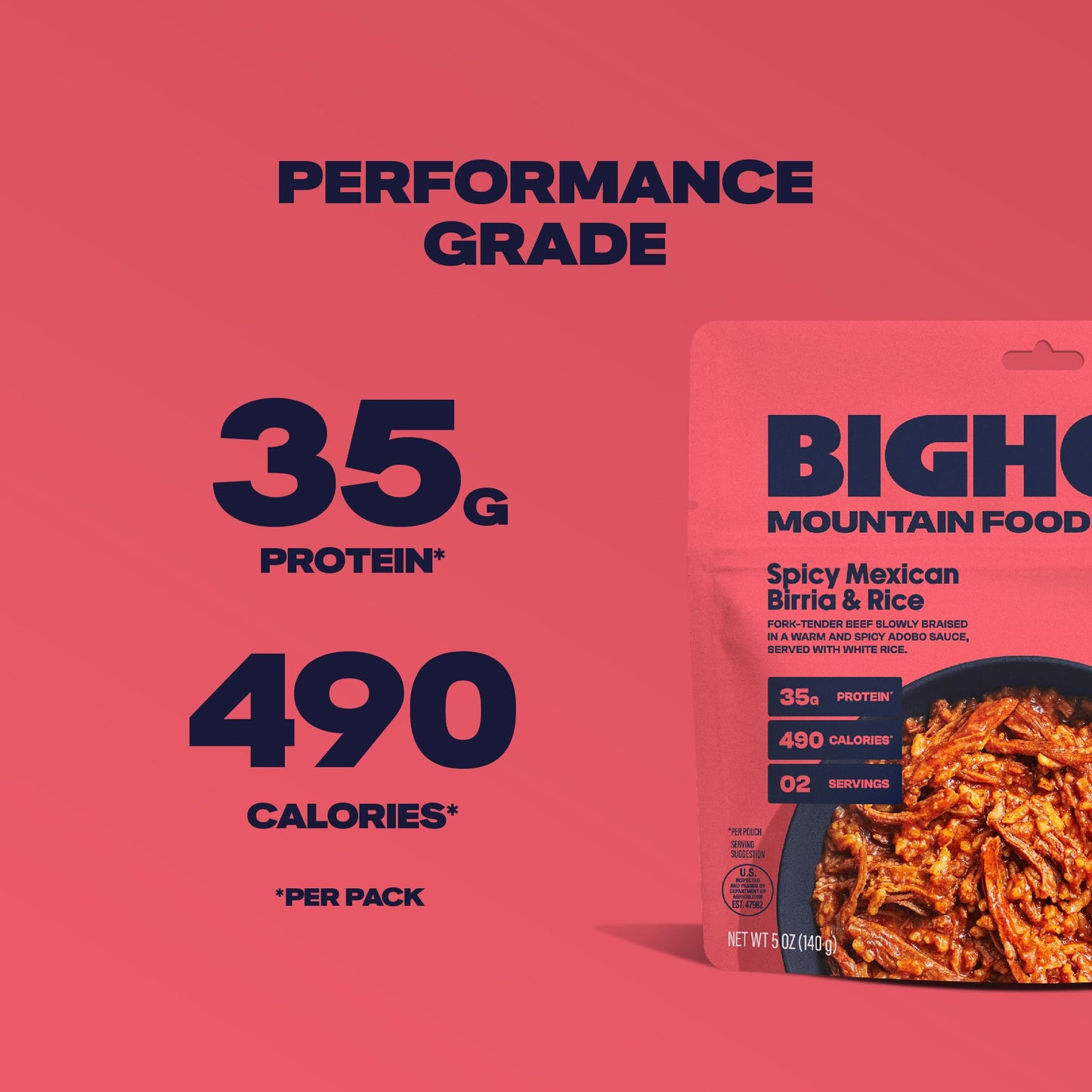 Bighorn Mountain Food Spicy Mexican Birria And Rice - Contains 6 Packs | 12 Servings | 210G Protein | 2,940 Calories - Enhanced Freeze Dried Meals For Backpacking Food - Dehydrated Camping Food For Backpacking Meal - Just Add Water - Great Taste