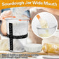 Polyhnia Sourdough Starter Jar, Wide Mouth Glass Kit For Easy Fermentation, Reusable 27 Oz Bread Baking Supplies For Bakery Lovers