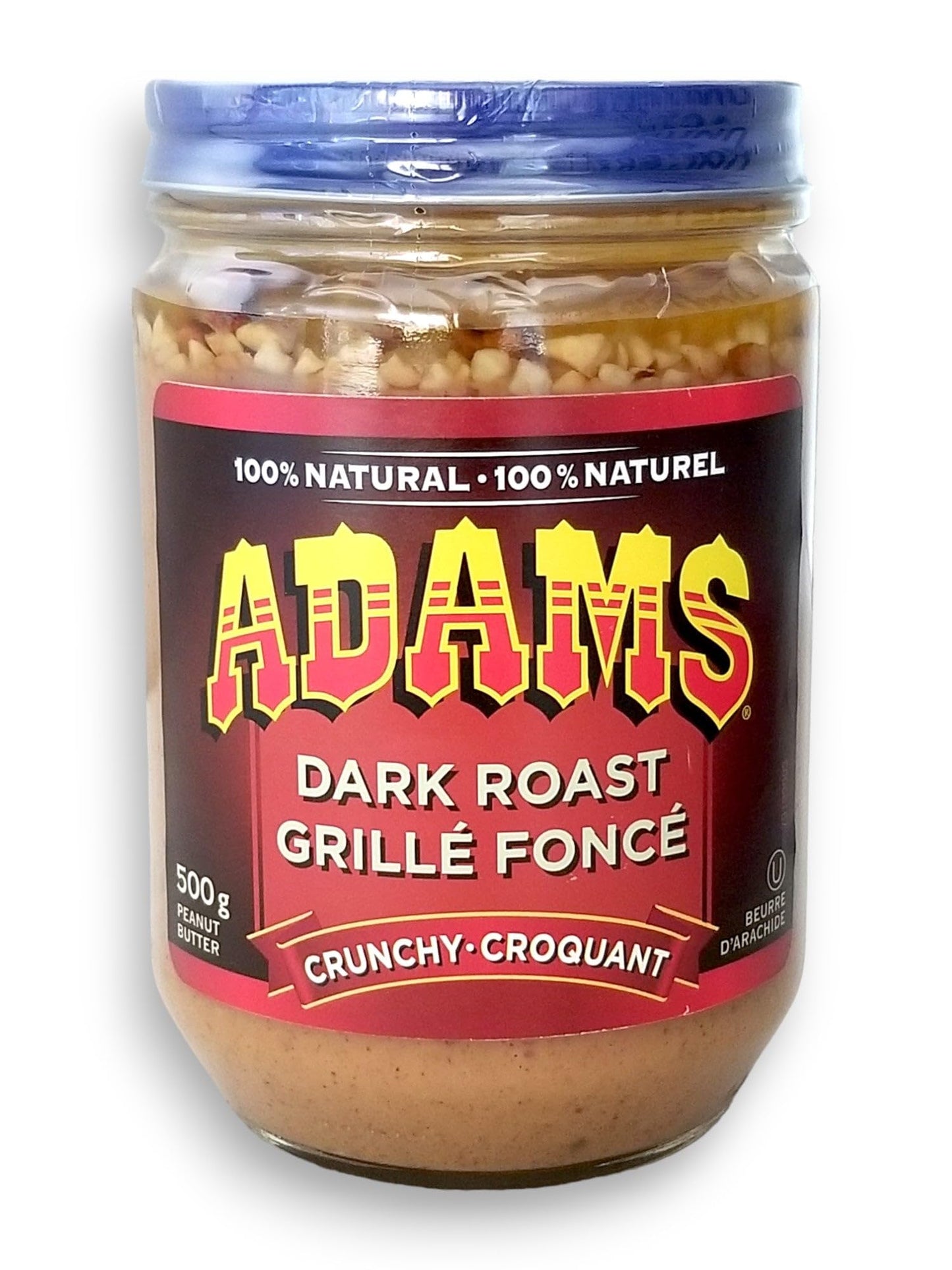 Smucker Foods Of Canada Corp. Adams 100% Natural Crunchy Dark Roast Peanut Butter, 500G/17.5 Oz. Jar