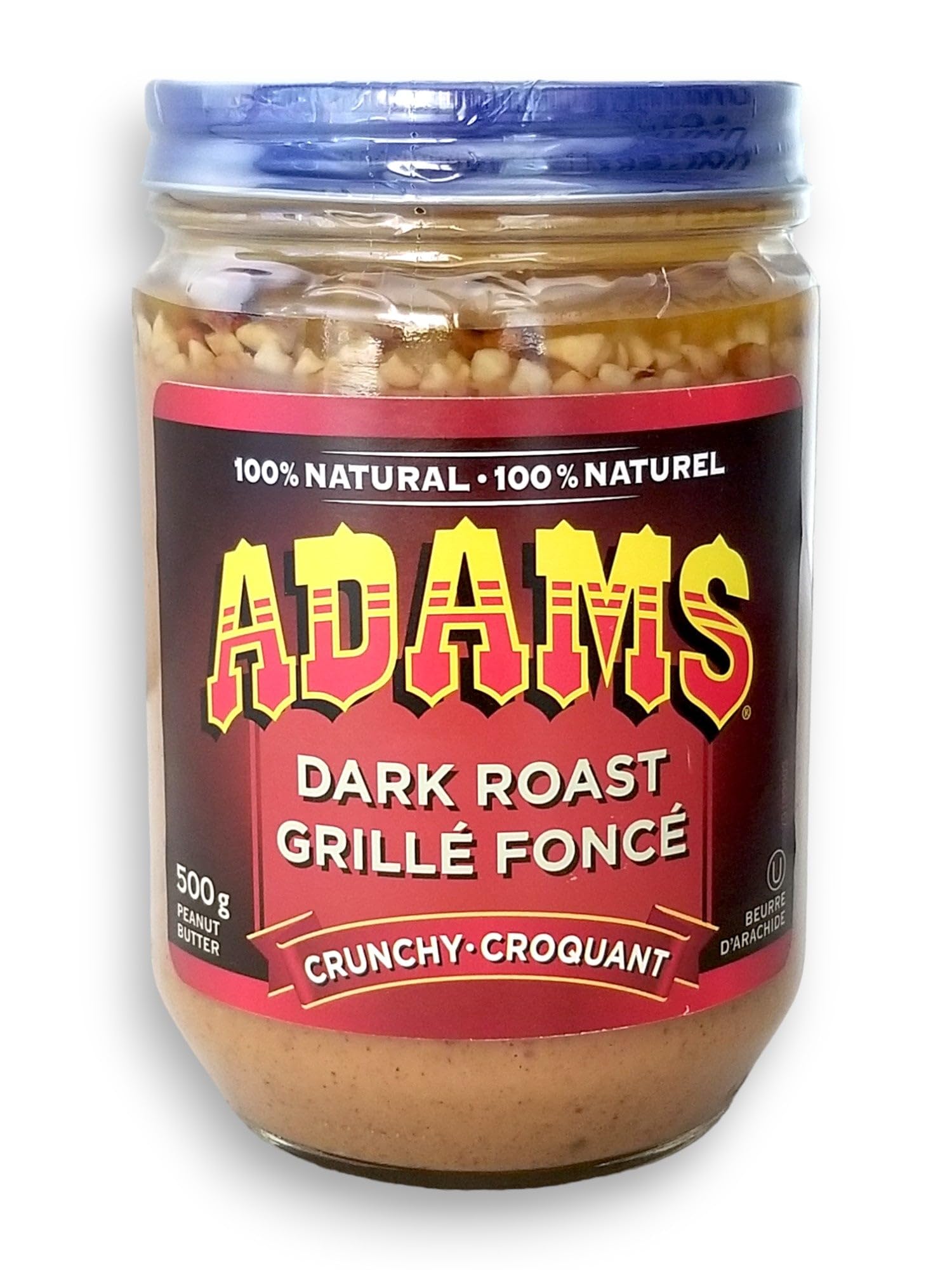 Smucker Foods Of Canada Corp. Adams 100% Natural Crunchy Dark Roast Peanut Butter, 500G/17.5 Oz. Jar