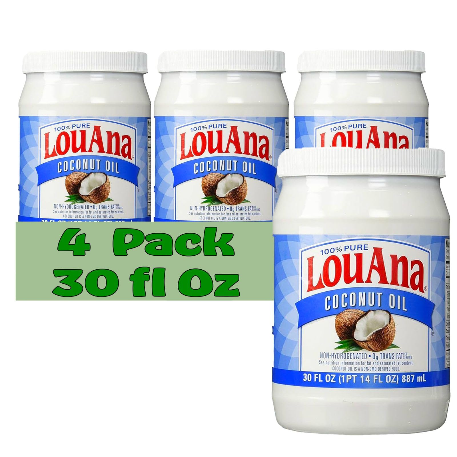 Coconut Oil 100% Pure 30 fl oz Plastic Bottles 4 Pack