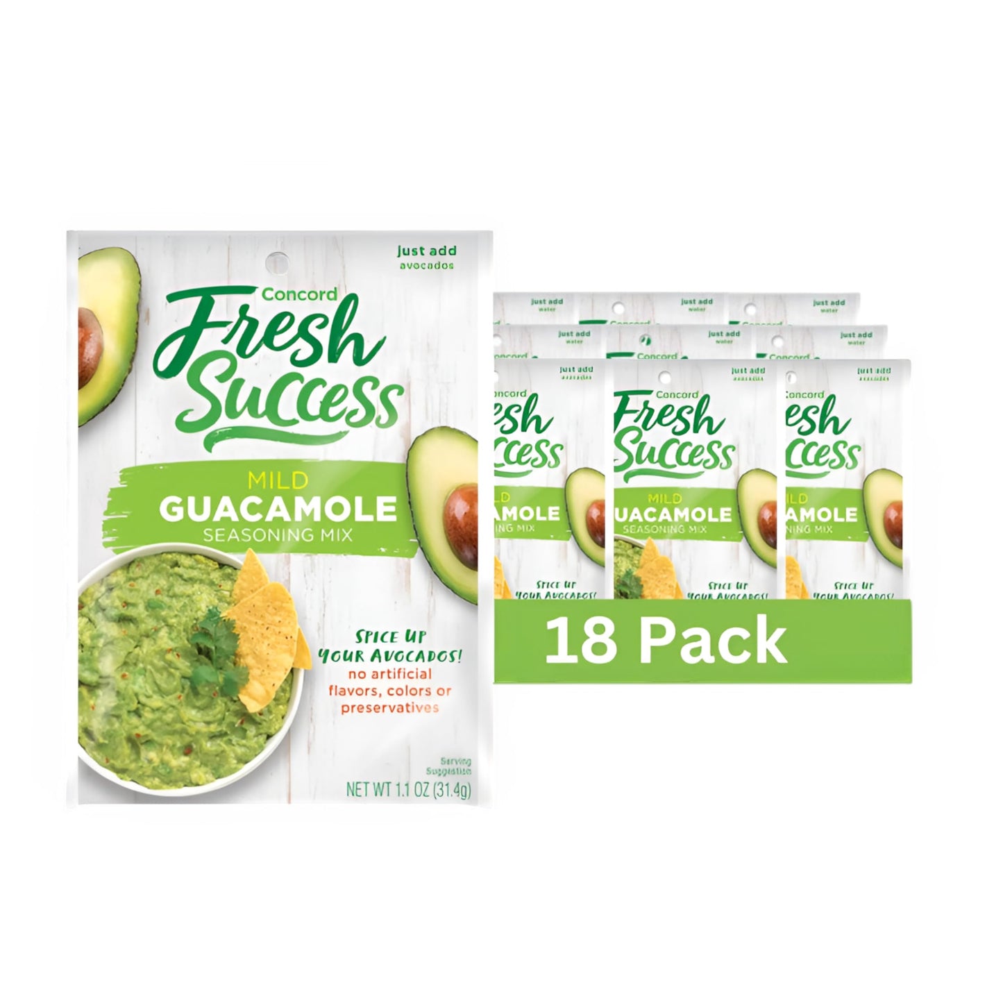 Concord Foods Classic Mild Guacamole Mix Authentic Flavor for Dips, Avocados, and Salsas with Natural Flavor and Easy Preparatio