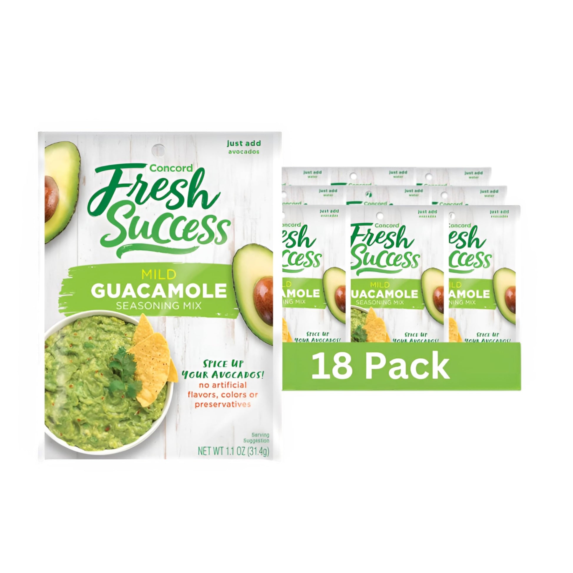 Concord Foods Classic Mild Guacamole Mix Authentic Flavor for Dips, Avocados, and Salsas with Natural Flavor and Easy Preparatio