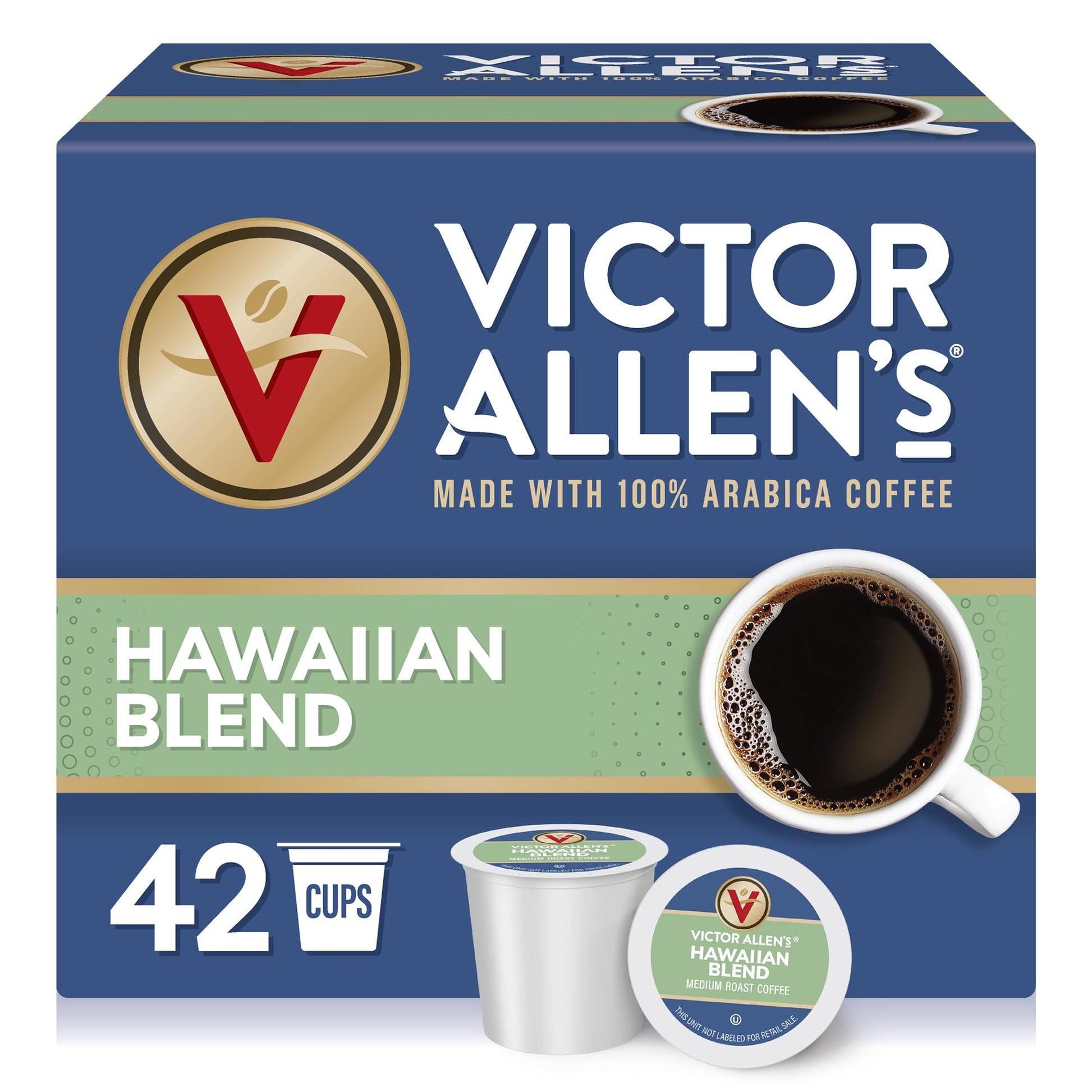 Victor Allens Coffee Hawaiian Blend Medium Roast 42 Count Single Serve Coffee Pods for Keurig K-Cup Brewers
