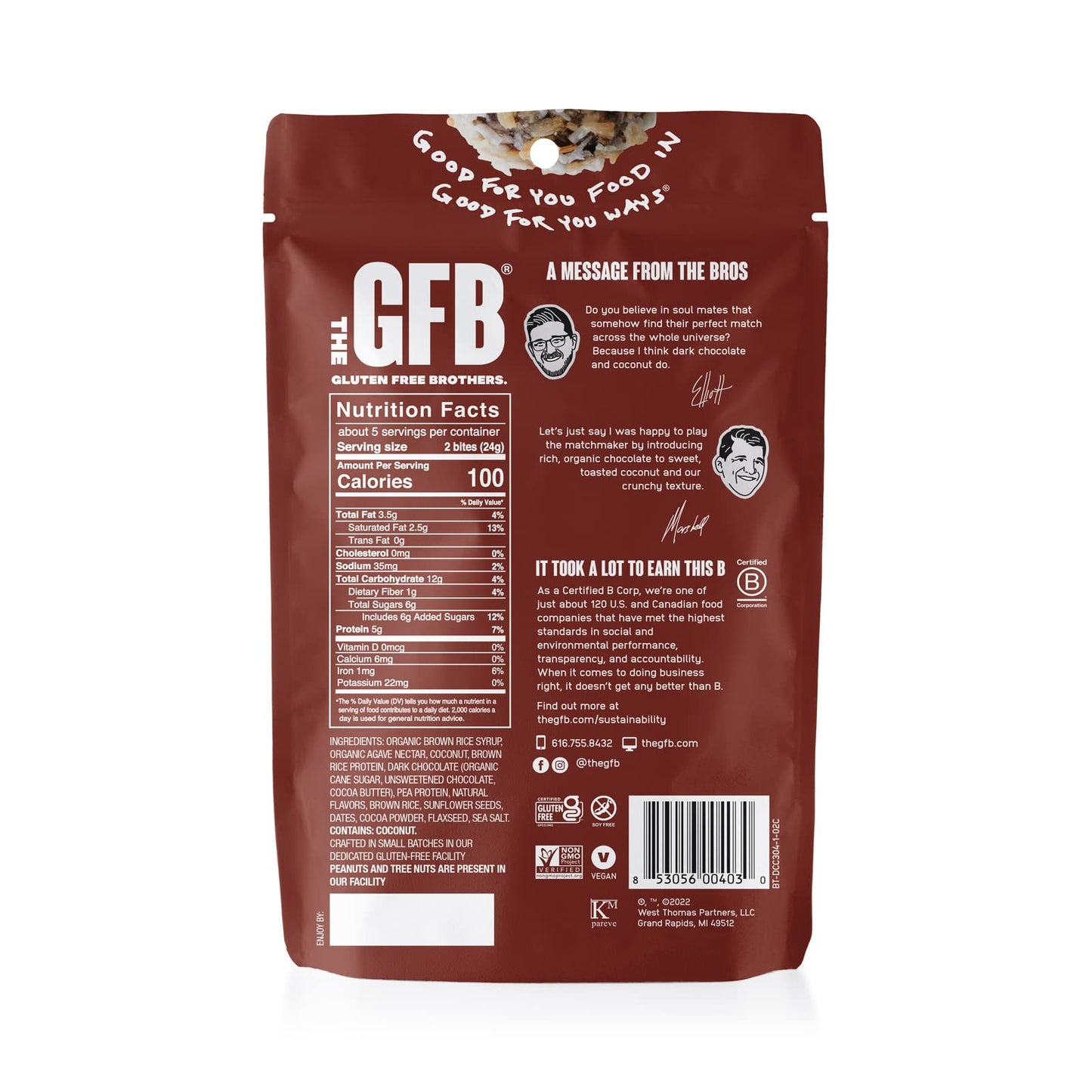 The Gluten Freeb Bites - Dark Chocolate Coconut - Case Of 6 - 4 Oz(D0102Hxx08W.)