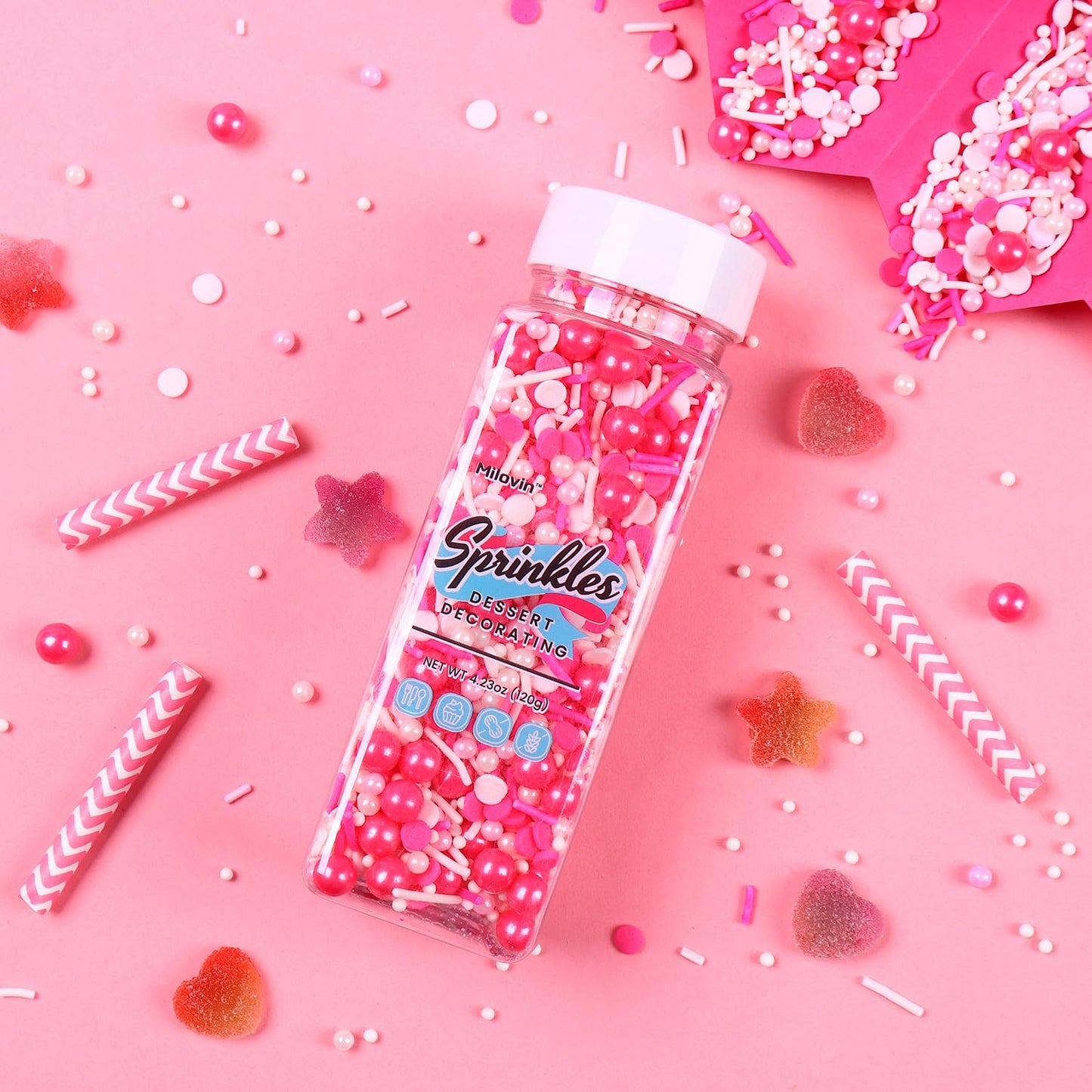Edible Pink Sprinkles For Cake Decorating, Pink Confetti Sprinkles, Pink Jimmy Sprinkle Mix, Perfect For Baking, Cake, Cupcakes,
