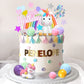 DRWATE 18 PCS Unicorn Cake Topper Set, Rainbow Stars & Foil Firework Balls, 0.78 inches, Kids Birthday Decorations (Style 1)
