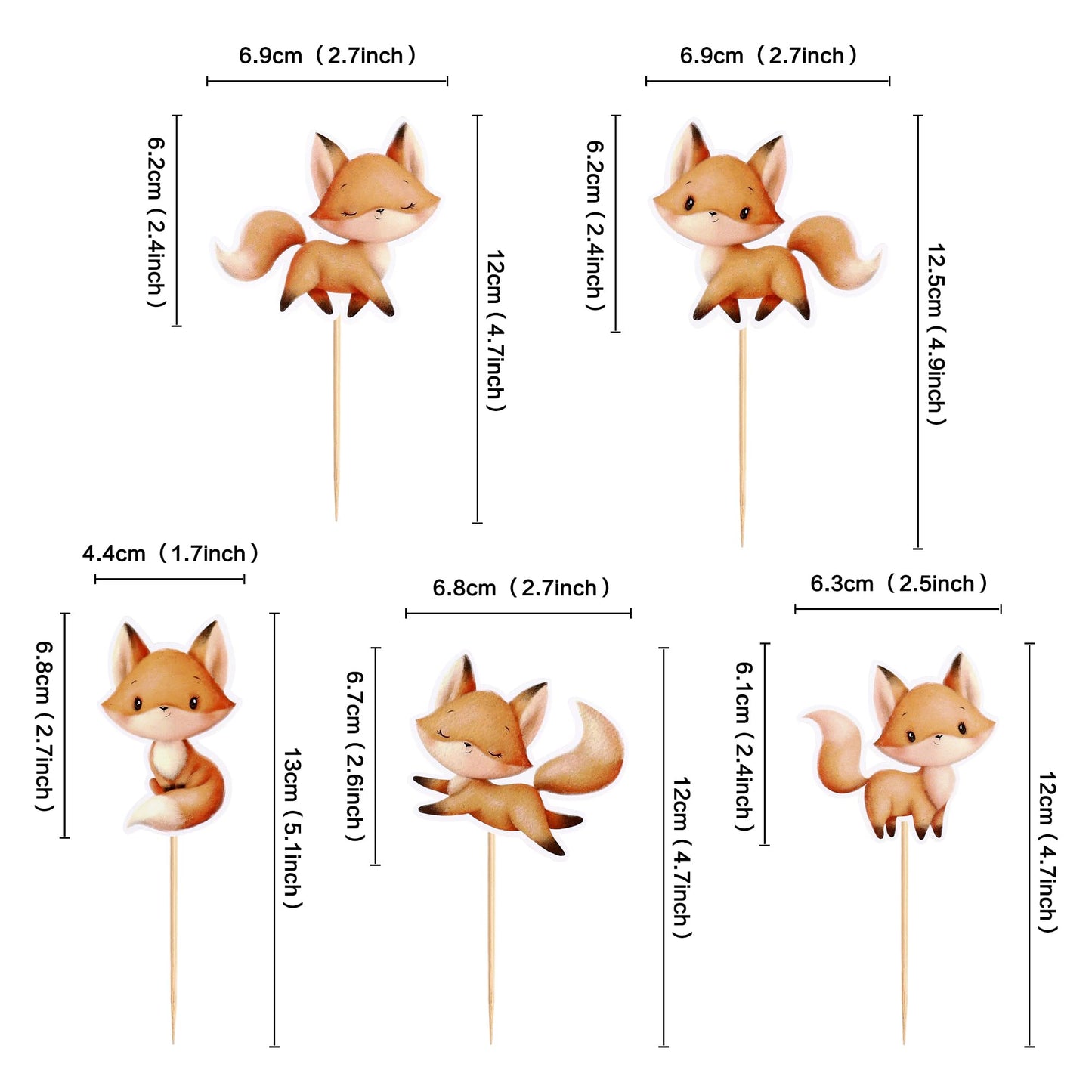 Ercadio 25 Pack Fox Cupcake Toppers Cute Fox Cupcake Picks Animal Cupcake Picks Fox Birthday Cupcake Decorations For Baby Shower