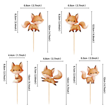 Ercadio 25 Pack Fox Cupcake Toppers Cute Fox Cupcake Picks Animal Cupcake Picks Fox Birthday Cupcake Decorations For Baby Shower