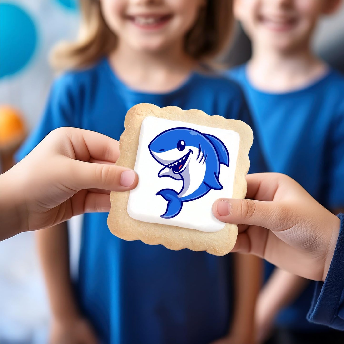 OMCookie Shark Cookies Birthday Party Favors | Individually Wrapped | 24 Pack | 2.5 x 2.5 | Under the Sea Theme