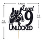 Cos Mos Video Game Level 9 Unlocked Birthday Cake Topper Black Glitter Boys 9Th Birthday Cake Decorations Level Up Winner Party