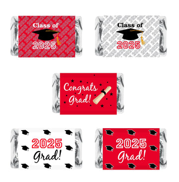 60 New Graduation Cap Party Class Of 2025 Miniatures Candy Bar Wrapper, Mini Candy Chocolate Bar Stickers, Labels, Candy Not Inc