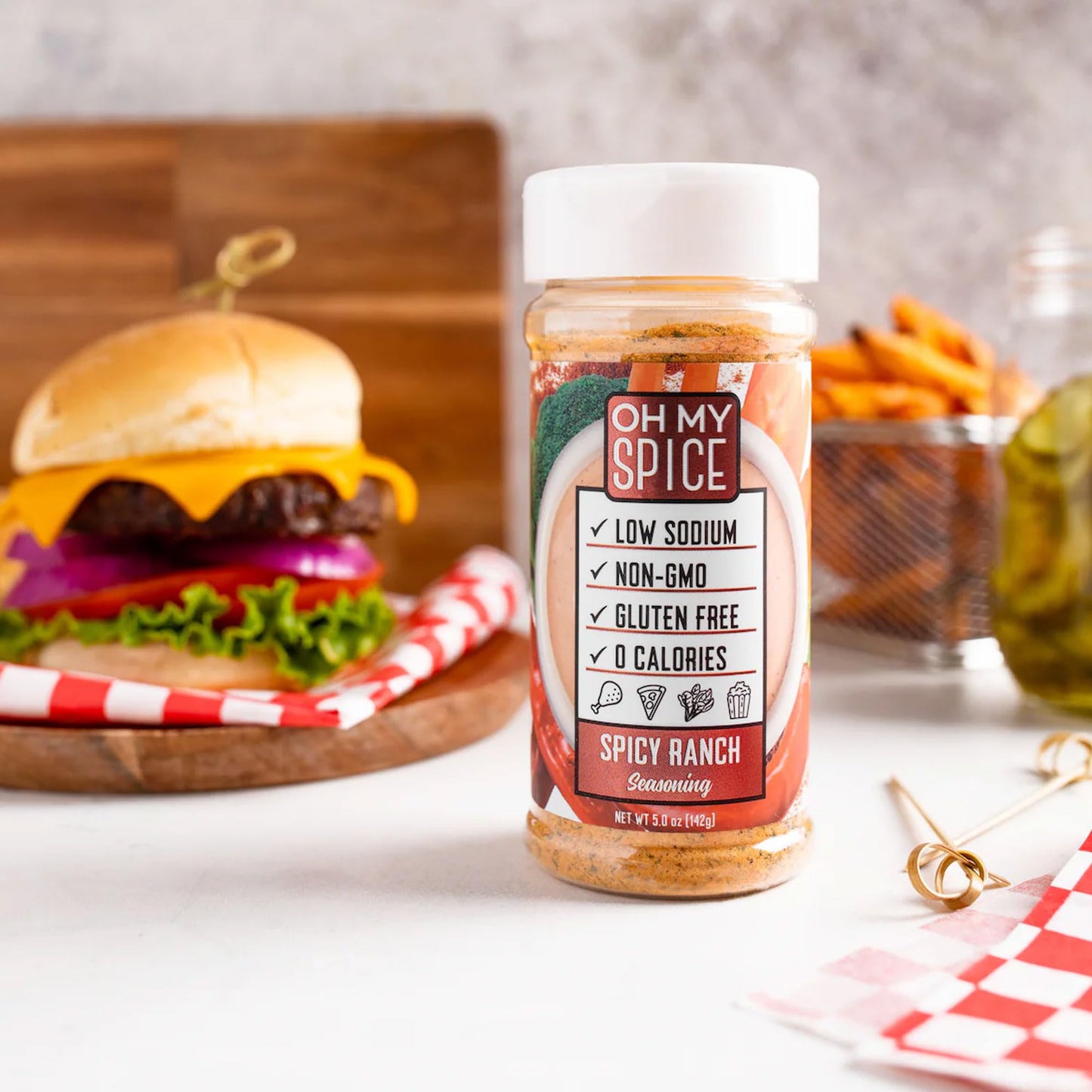 Popcorn Seasoning Spicy Ranch Flavoring - Salad, Chicken, Steak & Taco Ranch Dressing. Low Sodium Spices Mix With Buttermilk, Ga