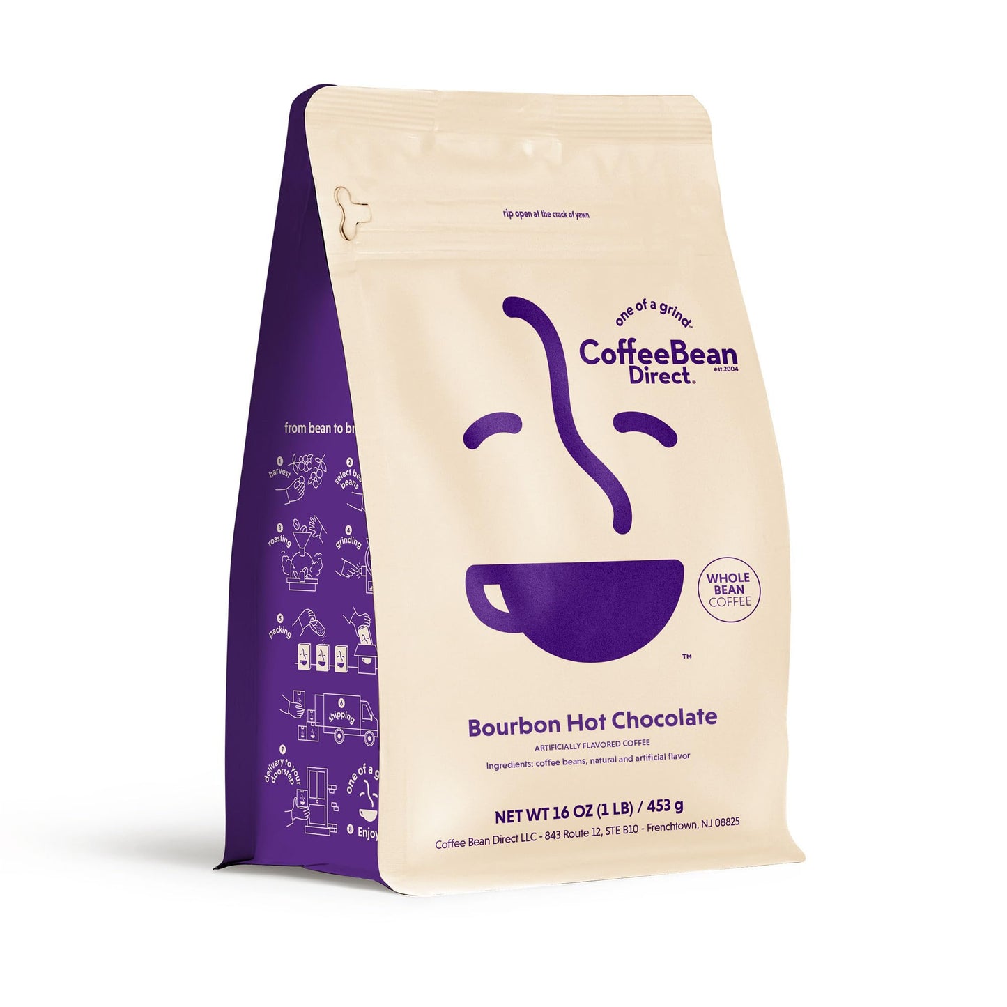 Coffee Bean Direct Flavor Blend Hot Chocolate Flavored  Whole Bean Coffee  1 Pound Bag (Pack Of 1)