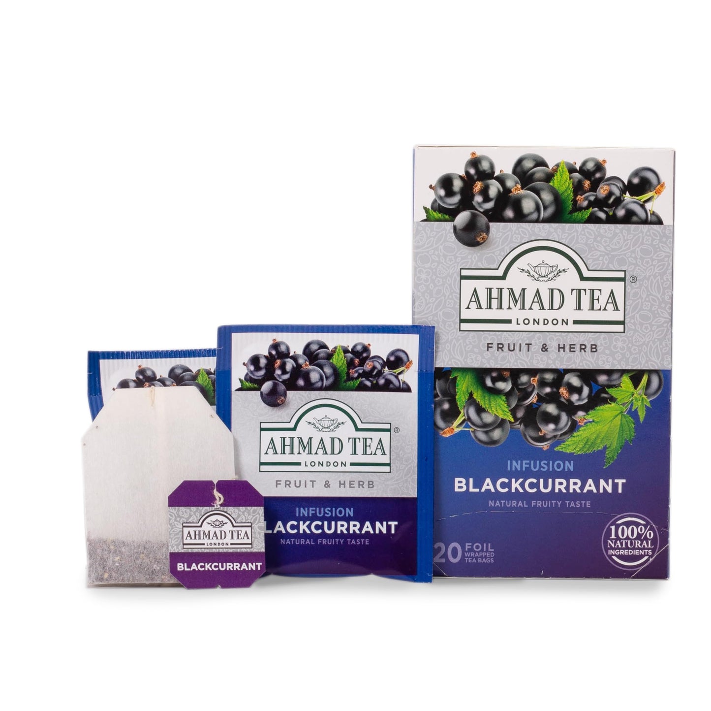 Ahmad Tea Blackcurrant - 20 Count Aluminium Foil Envelopes, Brown, Model B00FDWKZDM