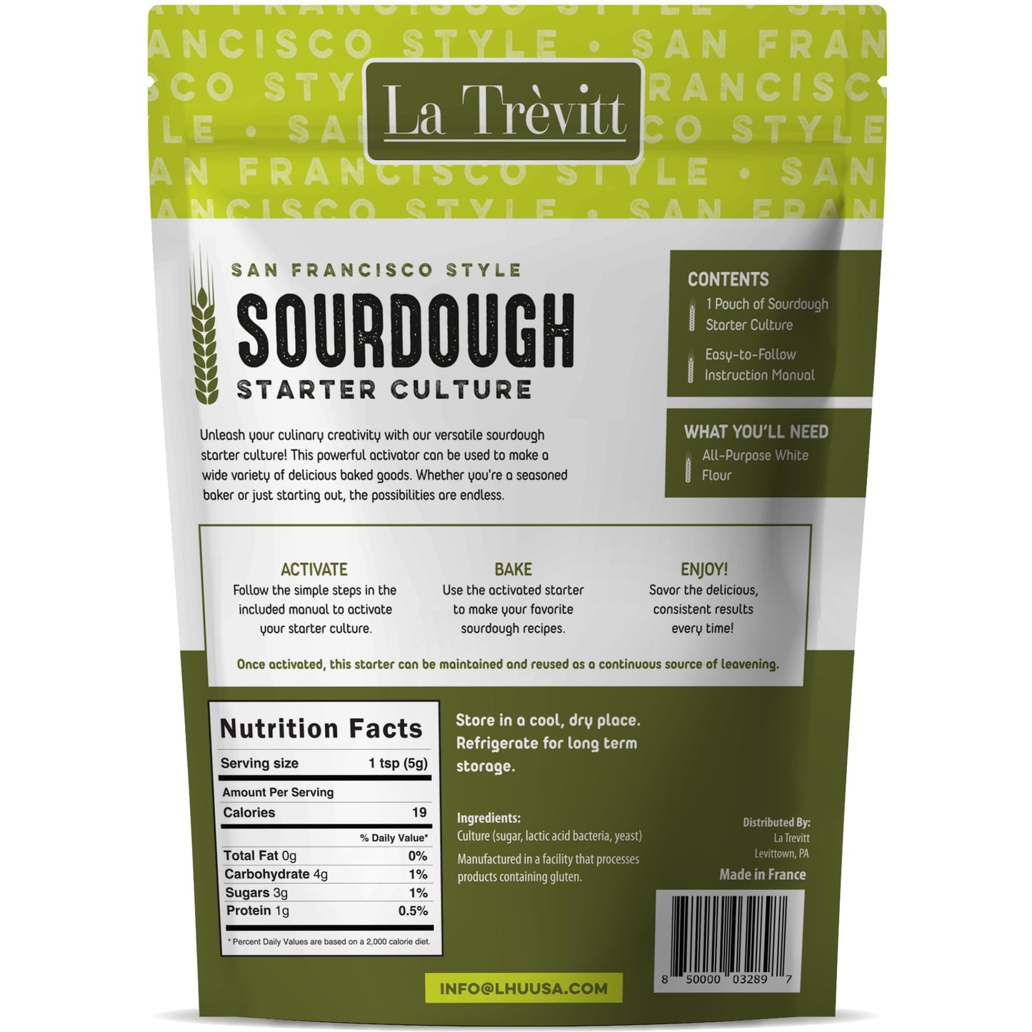 Sourdough Starter Culture San Francisco Style - Homemade Artisan Bread - Fast Activating Sourdough Starter Culture - Dehydrated