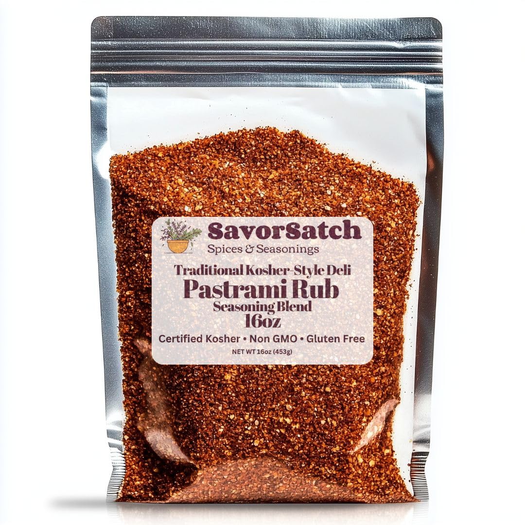 SavorSatch Pastrami Rub Seasoning Spice Blend - Non-GMO, Gluten-Free, 16 oz (Pack of 1) - Ideal for Grilling and Smoking Deli-Style Me