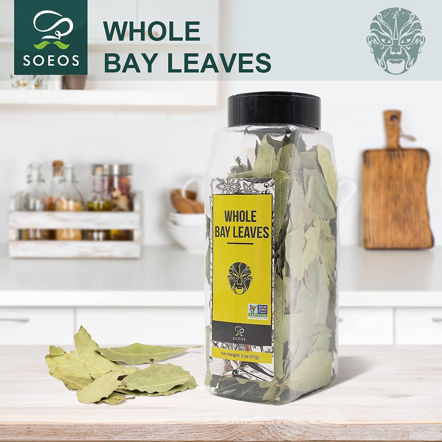 Soeos Bay Leaves Whole, 2 Oz(57G), Non-Gmo Verified, Dried Bay Leaf, Freshly Packed To Keep Fresh, Bay Laurel Herbs For Cooking,Bay Laurel Leaf, Dried Bay Leaves, Fresh Bay Leaves, Green