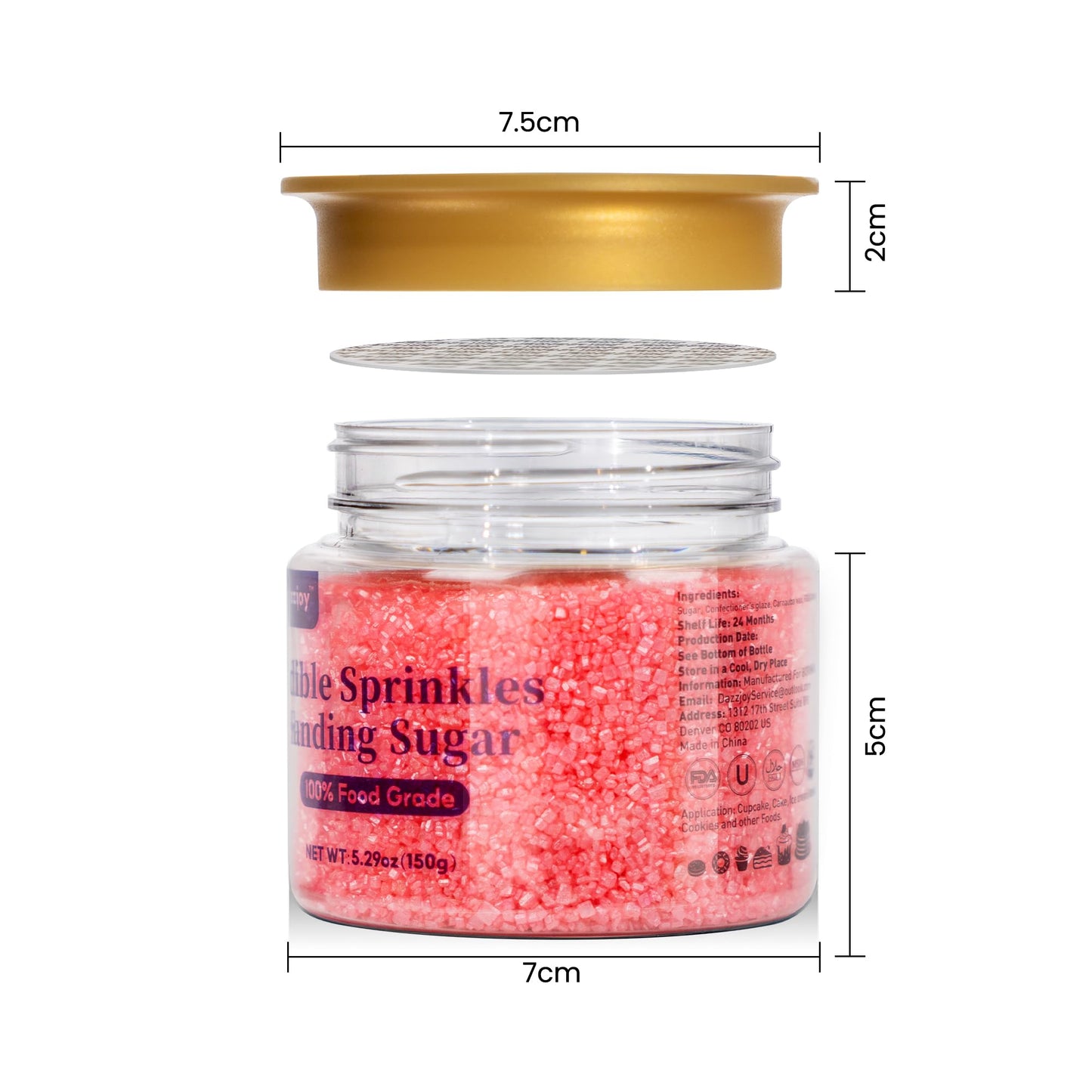 Pink Sanding Sugar Sprinkles, Food Grade, 150G, Edible Sprinkles For Cupcake Decorating, Cake Toppers, Sprinkles Decoration, Ice