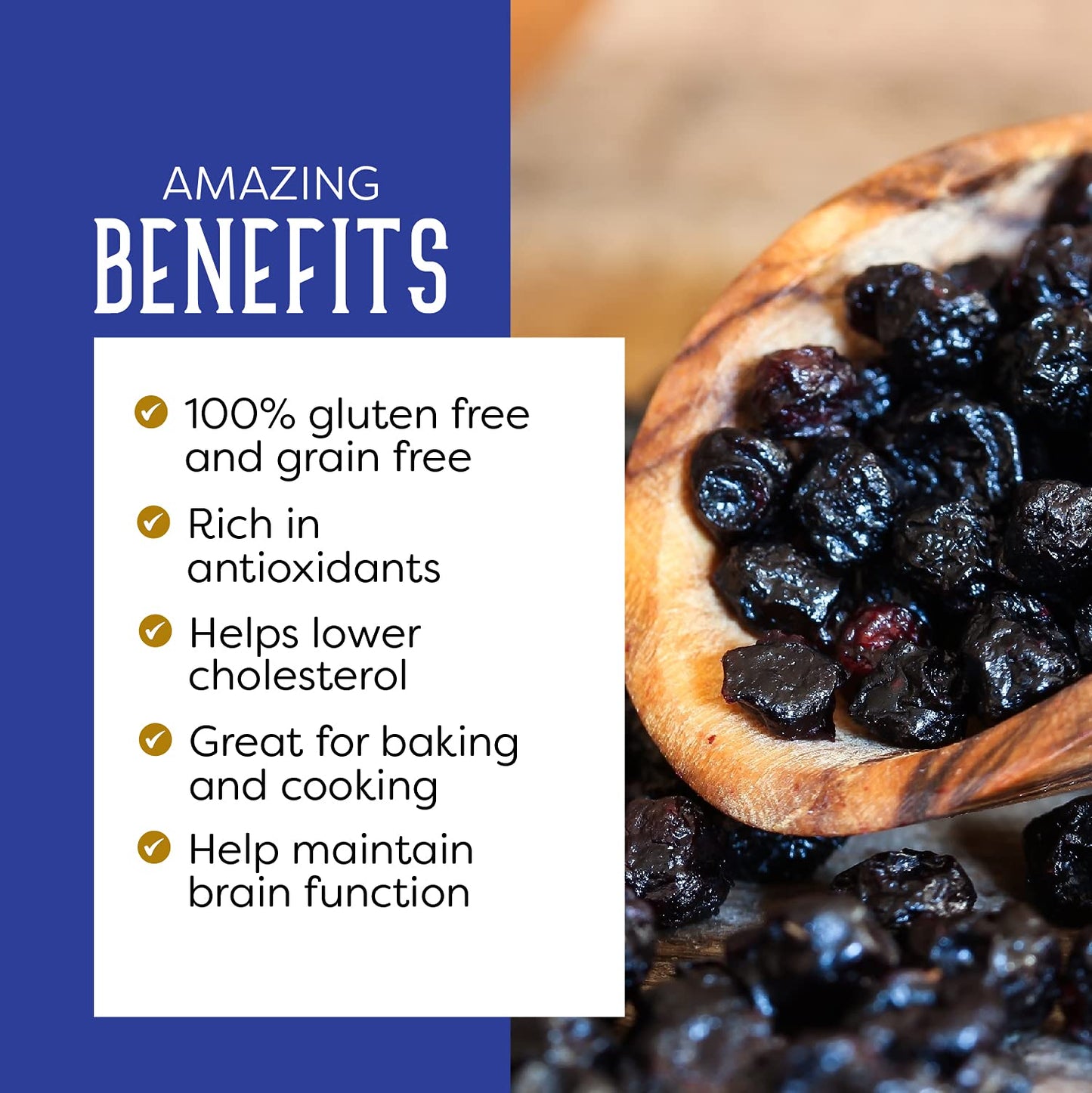 Puroraw Dried Blueberries No Sugar Added, 2 Lbs. Blue Berries Fruit, Dehydrated Blueberries Fresh Dried Blueberries Bulk, Blueberry Raisins. All Natural, Non-Gmo, Batch Tested, 2 Pounds